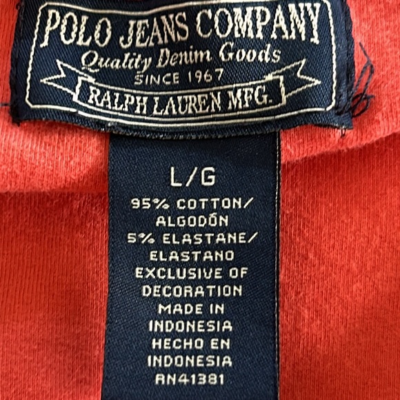 VTG POLO Ralph Lauren Americana Orange Full Zip Hoody Embroidery w MEASUREMENTS - Picture 2 of 11